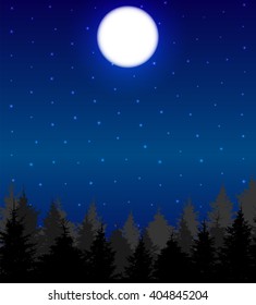 Silhouette of Tree on Sunset Background. Vector Illustration EPS10