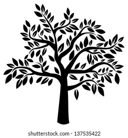 Silhouette of tree on white background (Vector illustration)