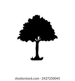 Silhouette of tree on white background