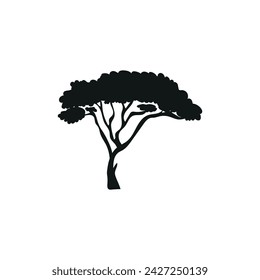 Silhouette of tree on white background