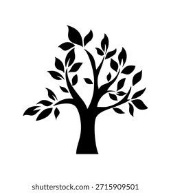 Silueta del árbol en el fondo blanco