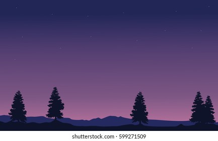 Silhouette of tree with purple sky landscape