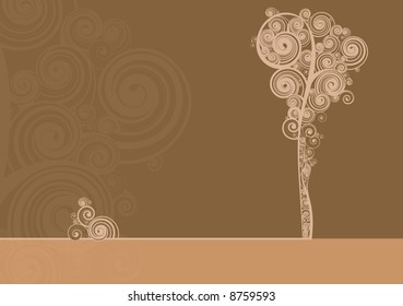 Silhouette of a tree in a retro style