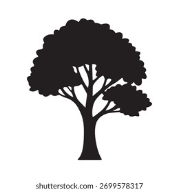 silhueta de uma árvore com várias folhas