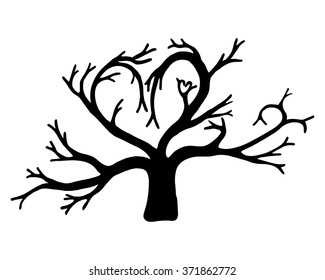 Silhouette Tree Shape Heart Stock Vector (Royalty Free) 371862772 ...