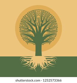 Silhouette of a tree. Sign or symbol. Vector illustration