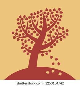 Silhouette of a tree. Sign or symbol. Vector illustration