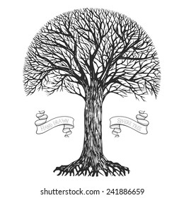 Silhouette of a tree with a spherical crown. Vector illustration