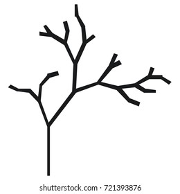 The silhouette of a tree with a trunk and branches without leaves. Black and white vector icon. A simple flat style with lines