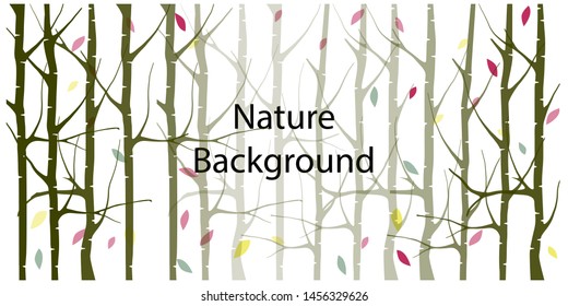 silhouette tree trunks with falling leaves, suitable for wallpaper, background and book cover or illustrations.