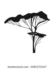 The silhouette of a tree. Umbrella acacia. Vector. Plan. Landscape design