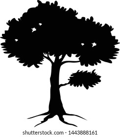 silhouette tree vector black an white