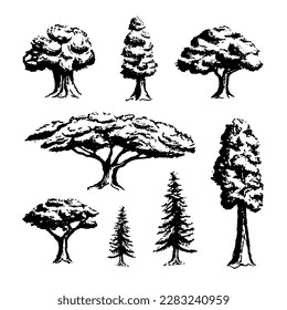 silueta de conjunto de vectores de árbol