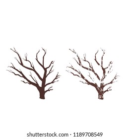 silhouette of a tree without foliage. graphic drawing.