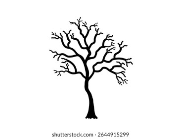 Silhueta de árvore sem folhas, branco preto