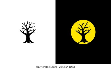 Silhueta de uma árvore sem folhas. Ilustração de design de vetor