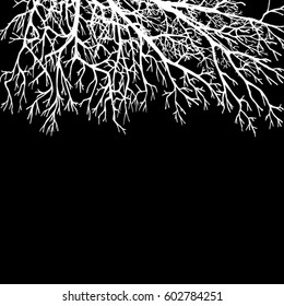  Silhouette Tree without Leaves Vector Illustration Sketched. A symbol, a tattoo. Decorative printing for clothes, covers. Label or postcard. Monochrome image, Ink drawing.