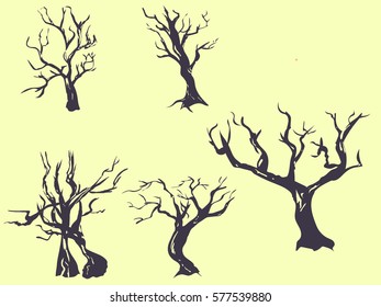 Silhouette of trees with branches.