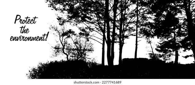 Silhouette en el bosque. Ilustración del vector