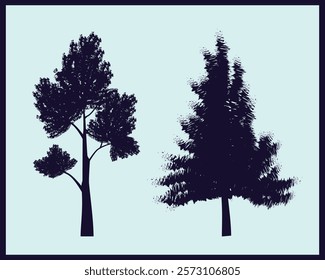 Silhouette of Trees Set Vector Illustration Abstract Nature Design