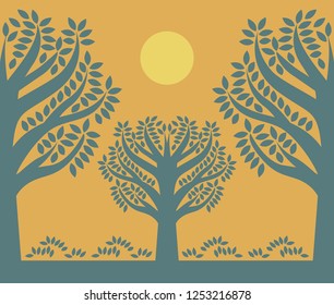 Silhouette of a trees. Sign or symbol. Vector illustration