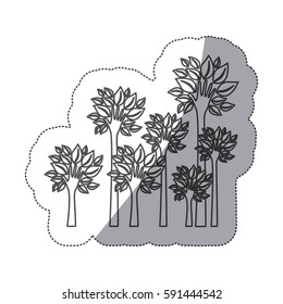 silhouette trees with stem in form hand icon, vector illustraction design image