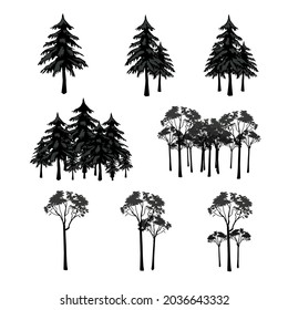 Silhouette Trees vector, flat design