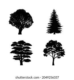 Silhouette of trees vector set