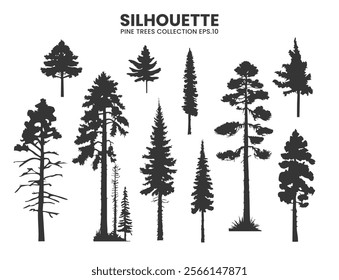 Silhouette Trees in Wildlife Collection .Vector Illustration