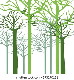 silhouette with trees without leafs close up vector illustration