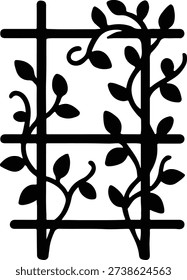 Silhouette trellis frame with climbing leaves vector Illustrator