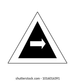 silhouette triangle warning notices with turn right sign