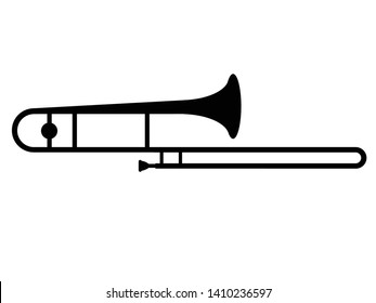 Silhouette trombone vector on white background.