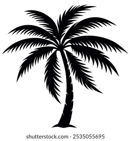 silhouette of a tropical beach palm tree White Background
Vector Format.