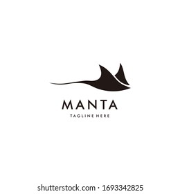 Silhouette of Tropical Black Manta Ray logo design illustration
