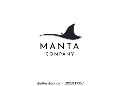 Silhouette del diseño del logo Tropical Black Manta Ray.