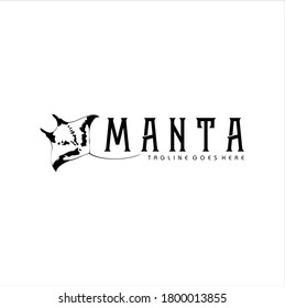 Silhouette of Tropical Black and white Manta Ray logo design