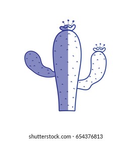 silhouette tropical cactus with flowers and petals