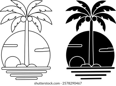 Silhouette Tropical Island Palm Tree Sunset