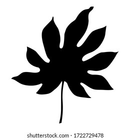 Silhouette of tropical leaf. Vector black and white palm leaf symbol. Design elements perfect for exotic design.