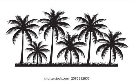 Silhouette Tropical Palm Trees Summer Vacation Paradise Beach