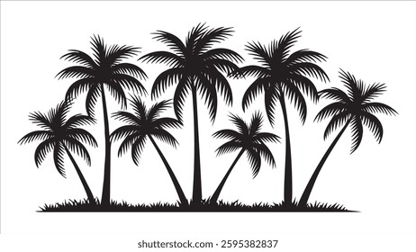 Silhouette Tropical Palm Trees Summer Vacation Paradise Beach