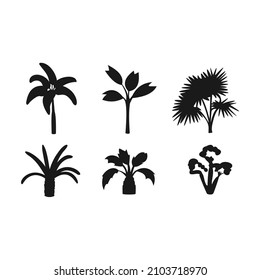 silhouette tropical plants vector design, isolated silhouette plants with separated layers