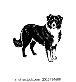 Silueta de trotar perro pastor australiano Vector Clipart diseño
