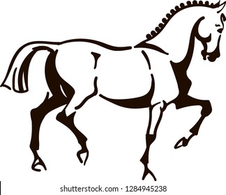 Silhouette of trotting  horse 