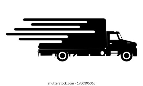 silhouette Truck car. Fast shipping delivery flat icon  for Transport. vector illustration