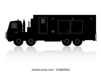 Silhouette of a truck on a white background. Vector illustration.