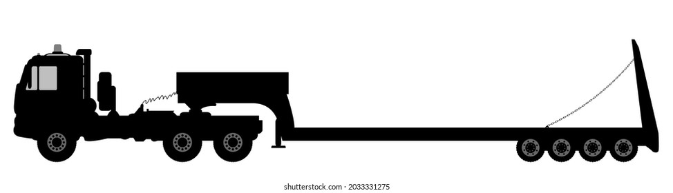 Silhouette of a truck with a trailer.