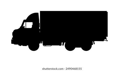 Silhouette of a truck, truck, transport, lory side view  - vector illustration
