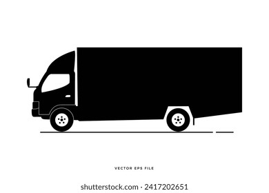 Silhouette of a truck used to carry various kinds of goods